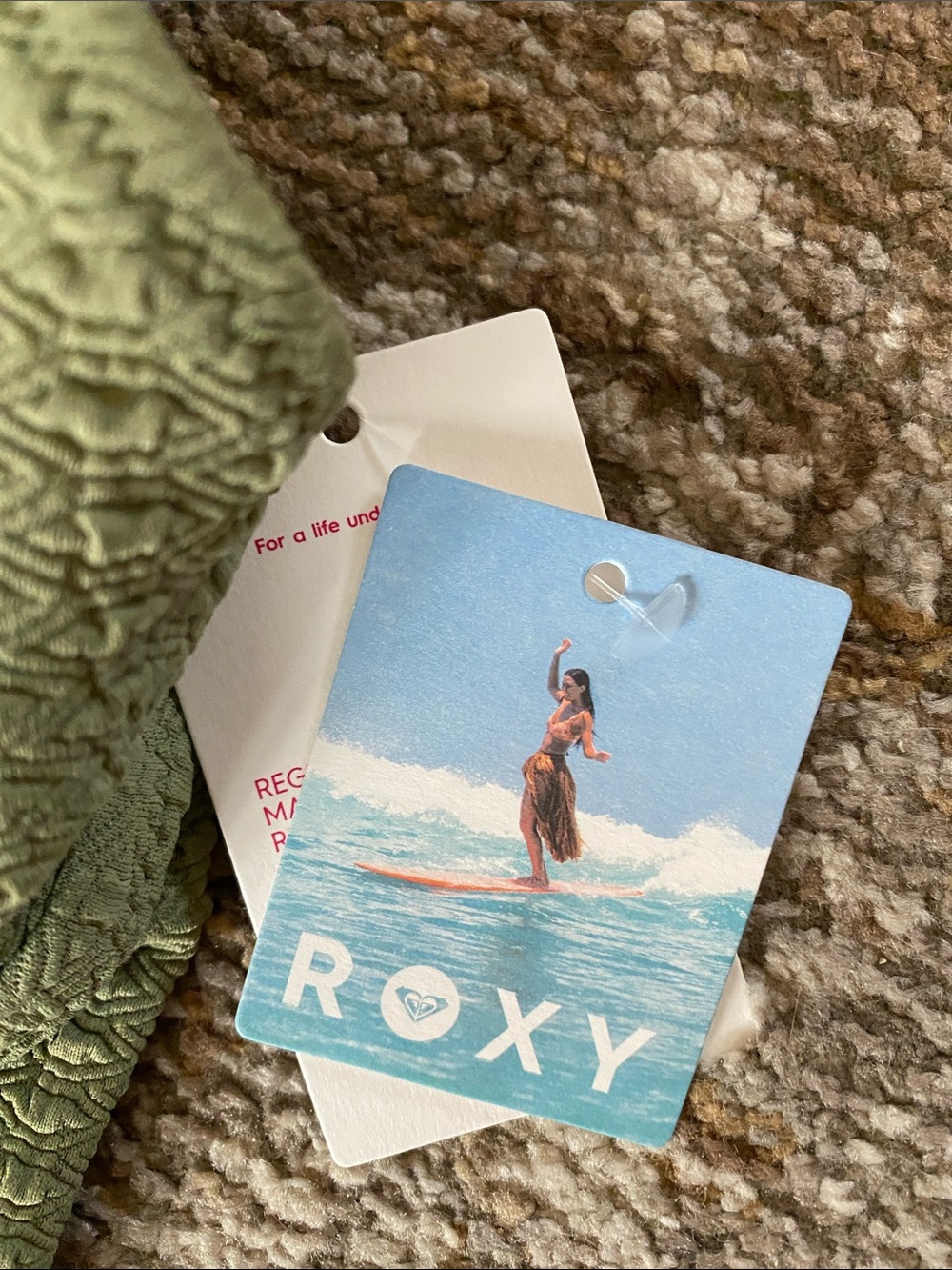 Roxy Women’s Olive Green Textured One-Piece Swimsuit - Picture 3 of 5